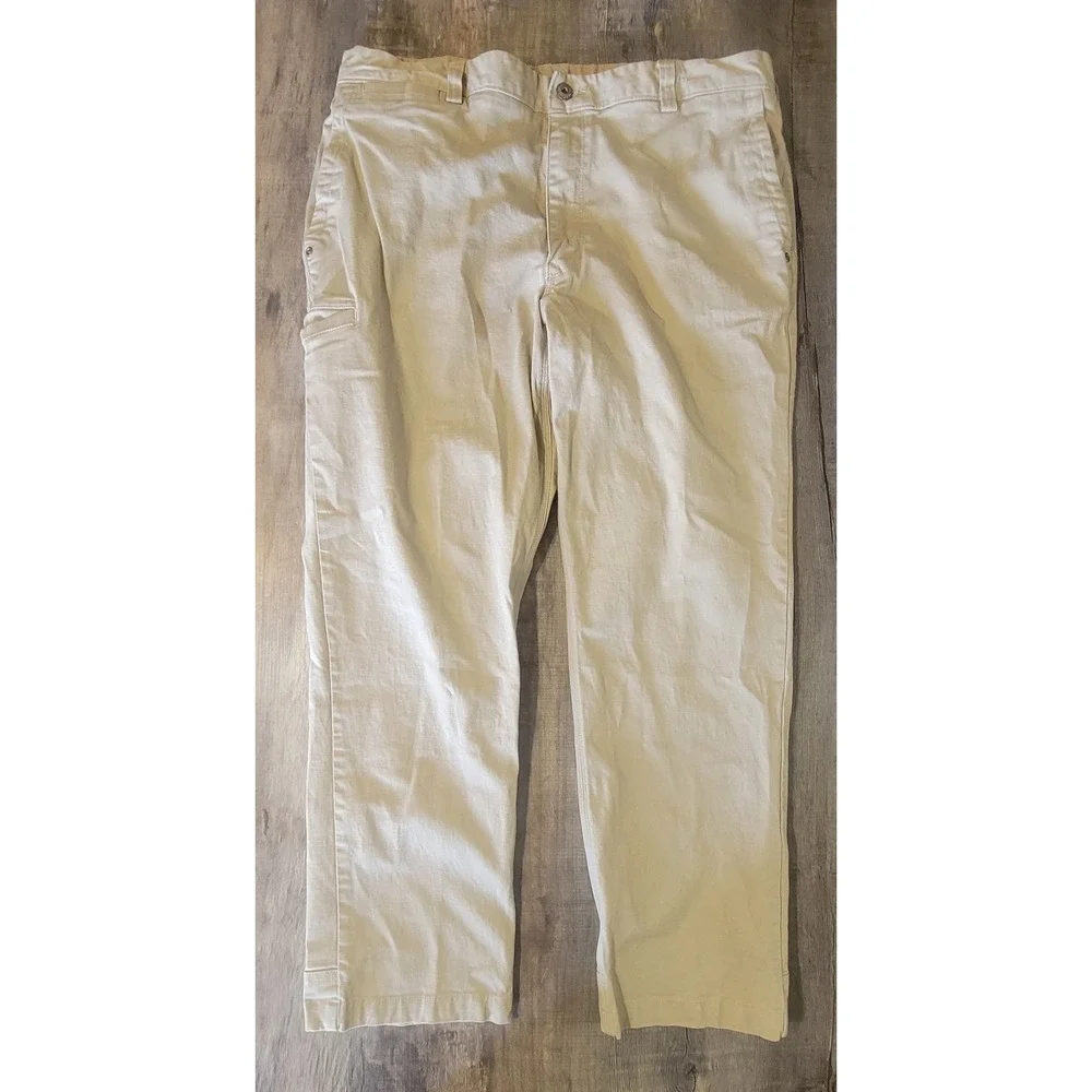 Duluth Trading Co Mens 36x30 Trim Fit Beige Flex Ballroom Khakis Chino Pants EUC